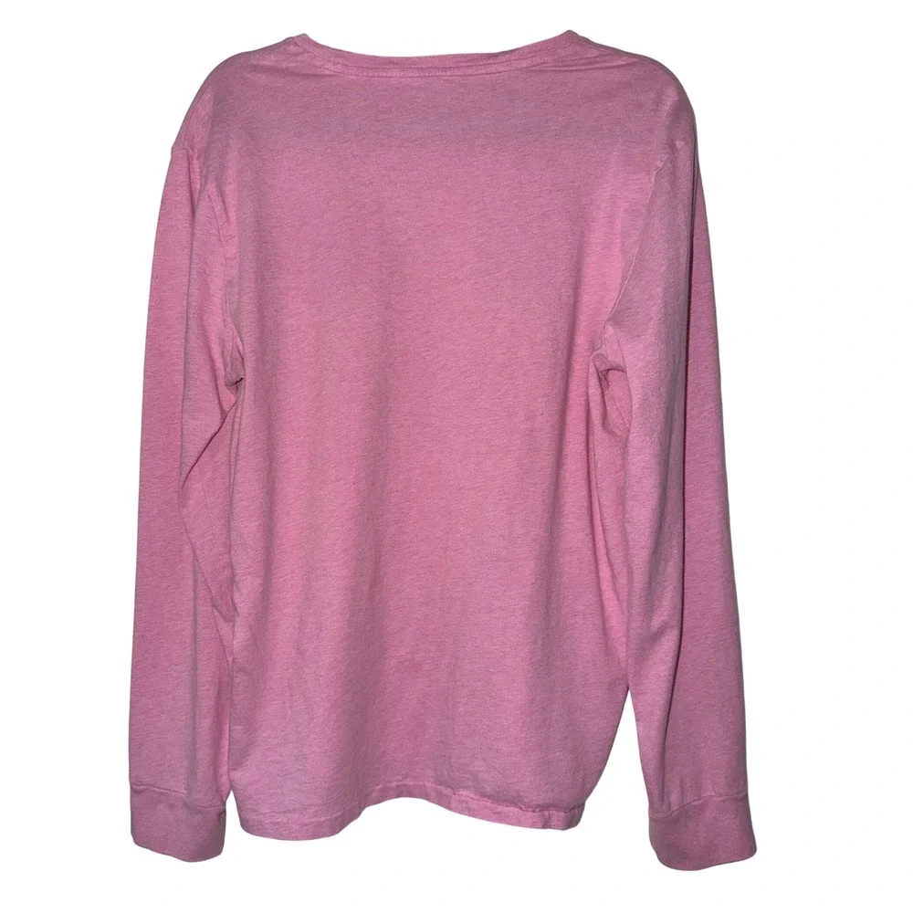 Polo Ralph‎ Lauren Pink Long Sleeve T-Shirt Cotton Crewneck Navy Pony Logo Large